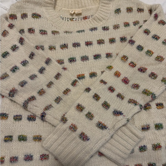 Anthropologie Silver Tinsel Multicolor Yarn Oversized Pullover Sweater 🎄 - Picture 6 of 6